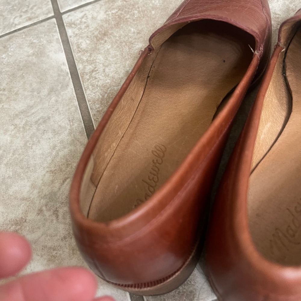 Madewell The Frances Loafer English Saddle Brown Leather Pointed Toe Shoes 8 - Picture 7 of 9
